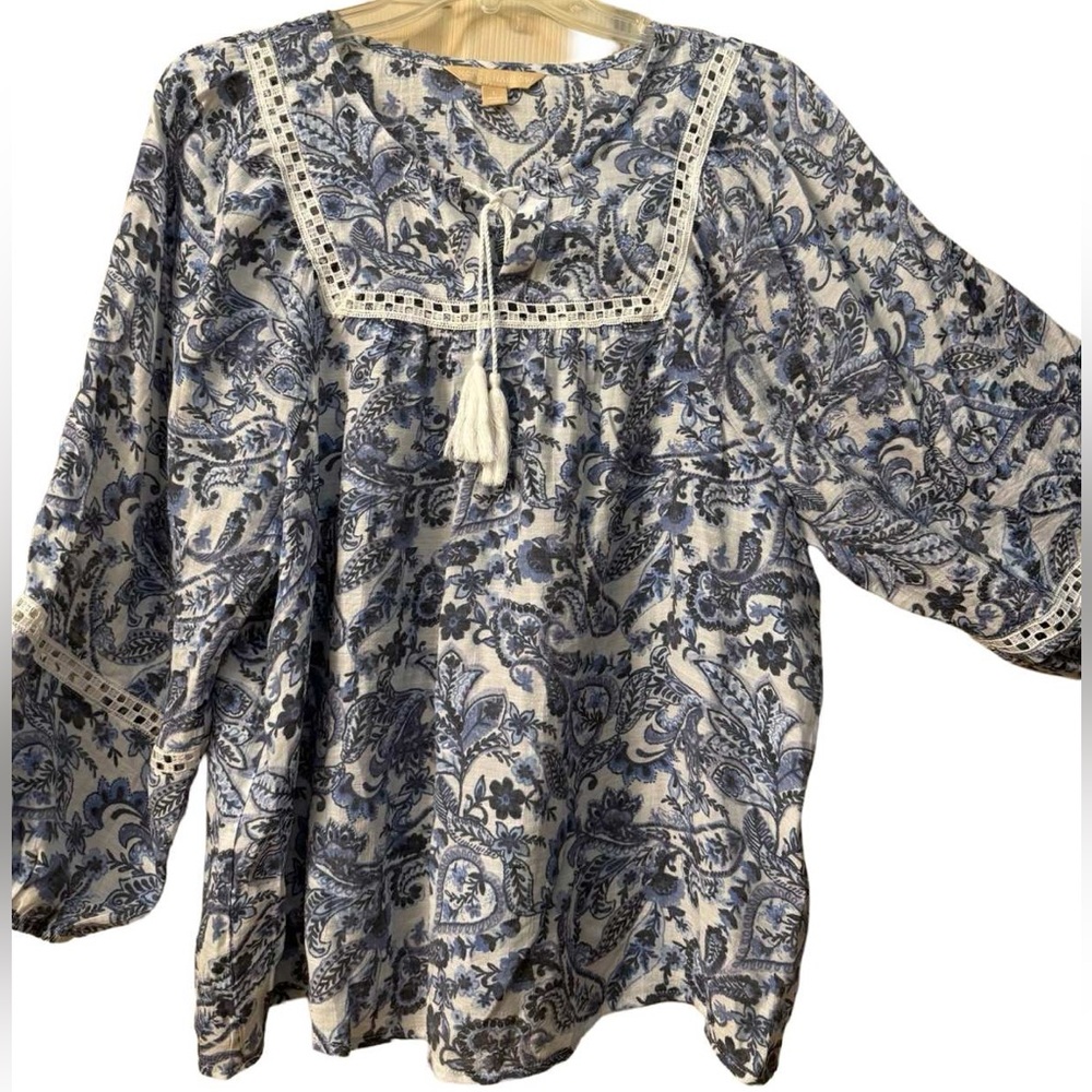 HOPE & HARLOW Bohemian Blouse Women's Large  Flowy Sleeves NWT